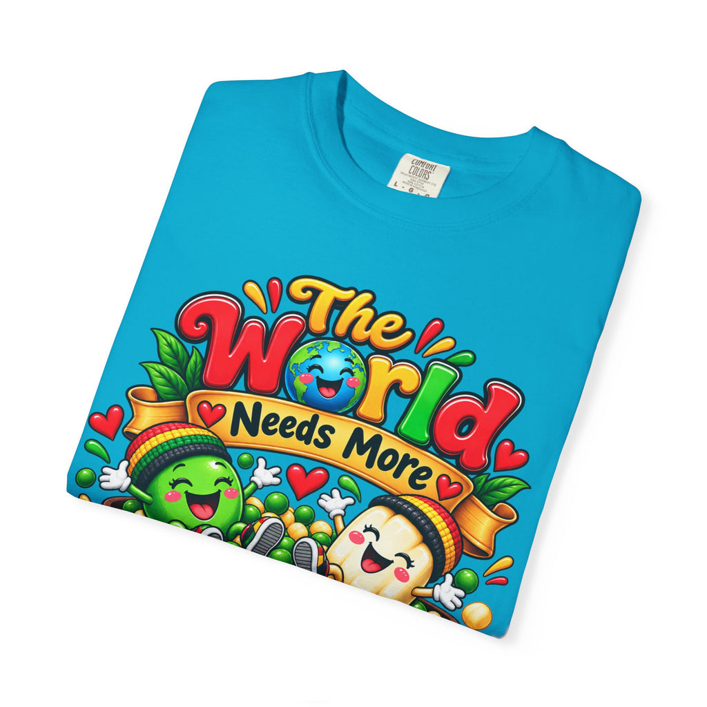 T-Shirt — "The World Needs More Peas & Hominy" Cute Veggie Love Graphic Tee