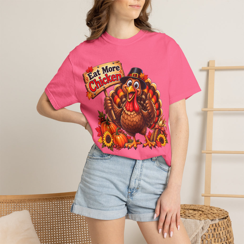 Thanksgiving 'Eat More Chicken' Turkey Tee — Funny Holiday Turkey T-Shirt