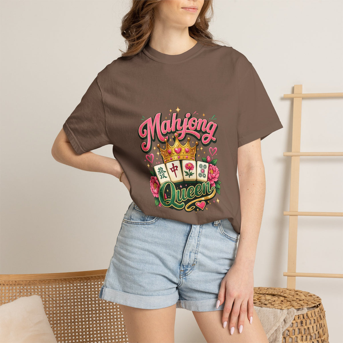 Mahjong Queen T-shirt | Mahjong Tiles Floral Design