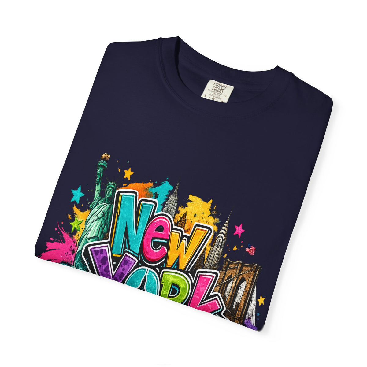 New York Graffiti Skyline T-shirt | Cityscape Taxi Brooklyn Bridge