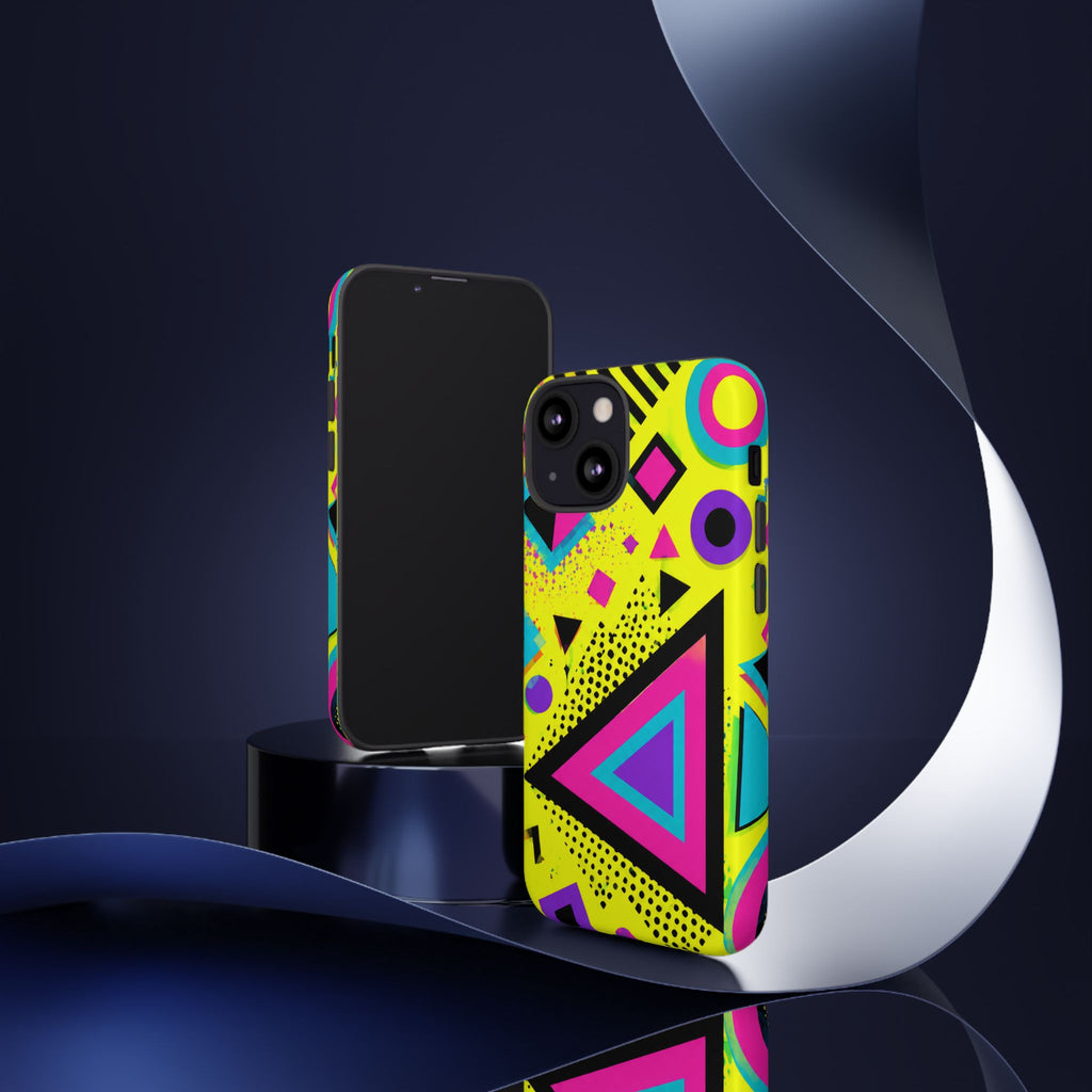 Retro 80s Geometric Phone Case — Neon Memphis Triangle Design