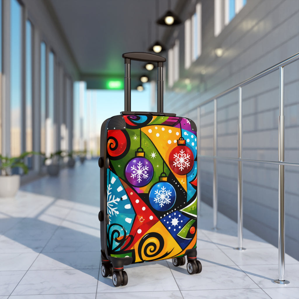 Holiday Ornament Pop Art Suitcase — Colorful Christmas Carry-On