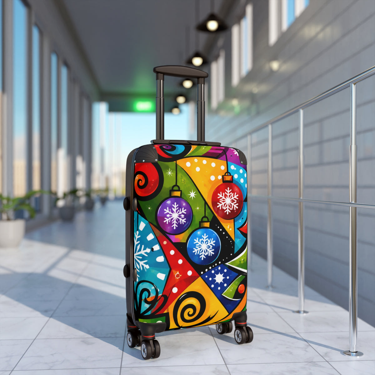 Holiday Ornament Pop Art Suitcase — Colorful Christmas Carry-On