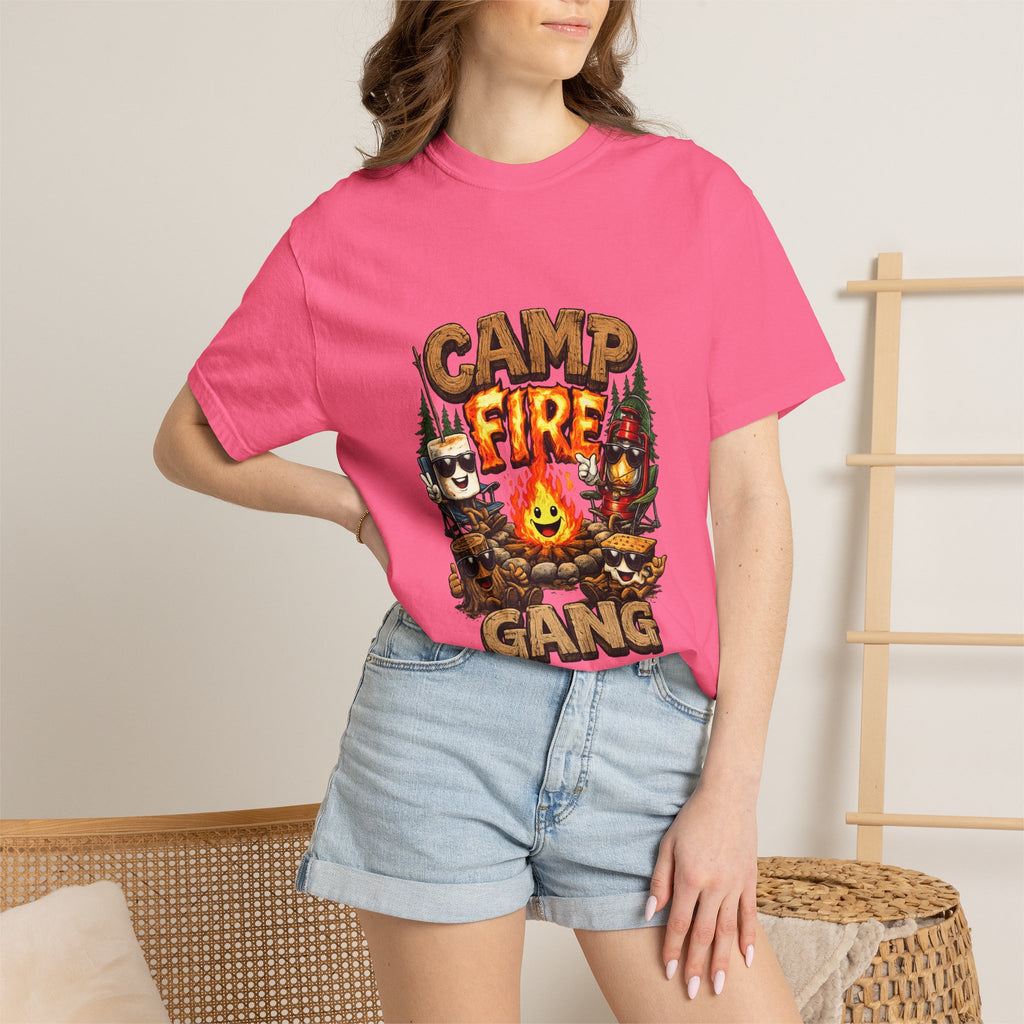 Campfire Gang T-Shirt | Camping Cartoon S'mores Bonfire Design