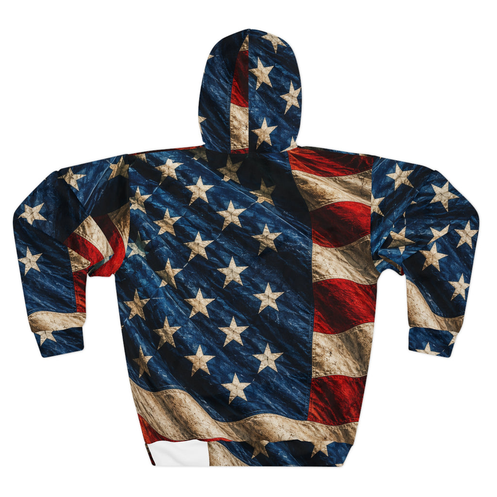 American Flag Hoodie — Vintage Stars & Stripes Pullover