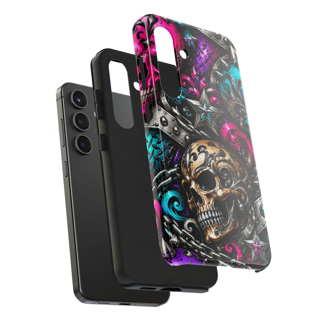 Skull & Stars Tough Phone Case | Colorful Gothic Skull Phone Case