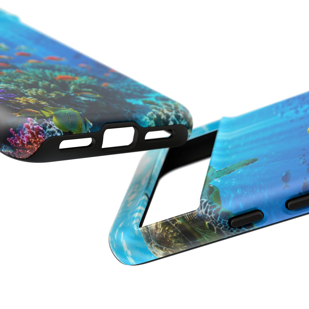 Underwater Ocean Life Tough Phone Case — Coral Reef & Sea Turtle Protective Cover