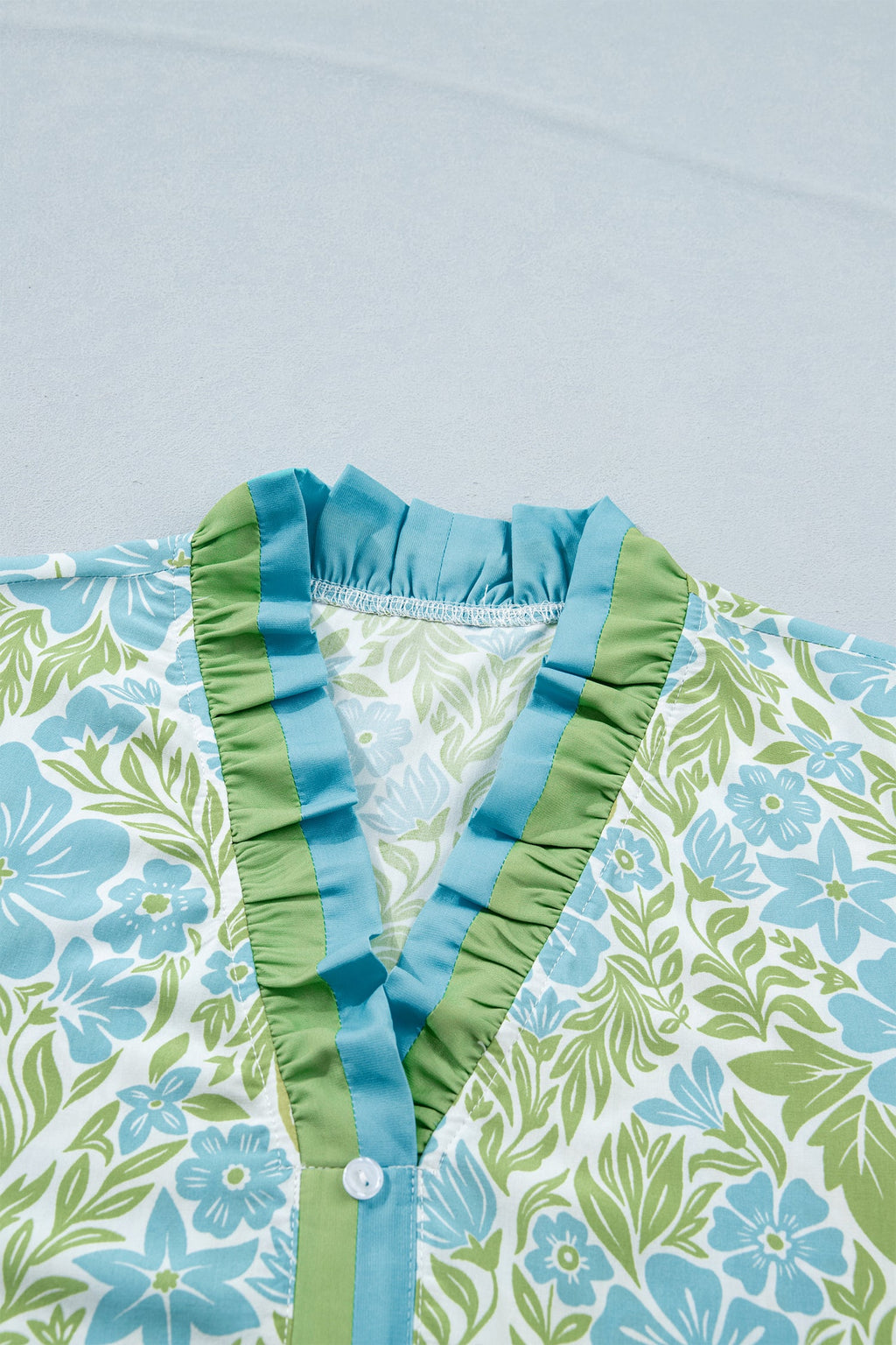 Floral Frilled V-Neck Button Front Dress