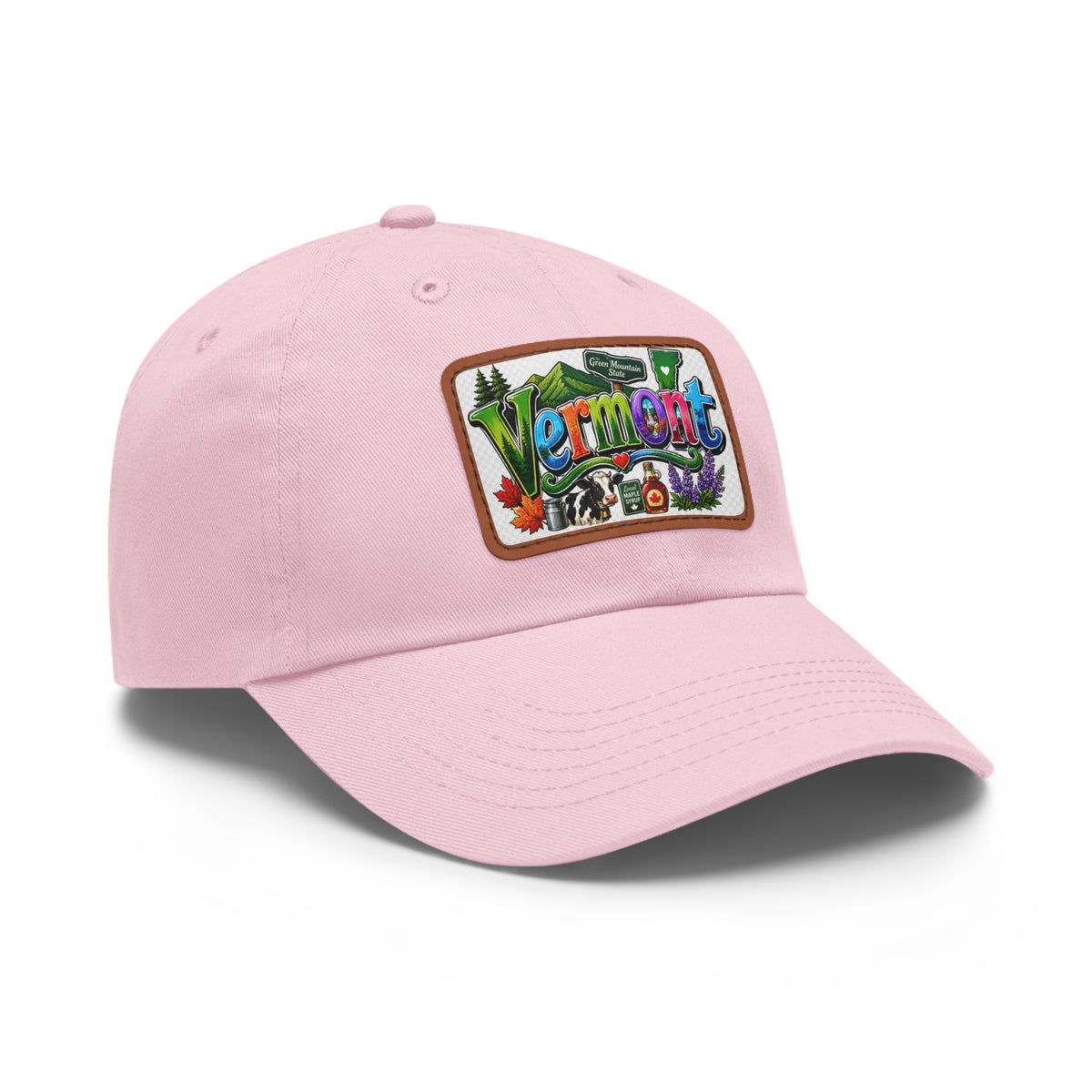 Vermont Patch Dad Hat | Leather Rectangle Patch, State Travel Cap