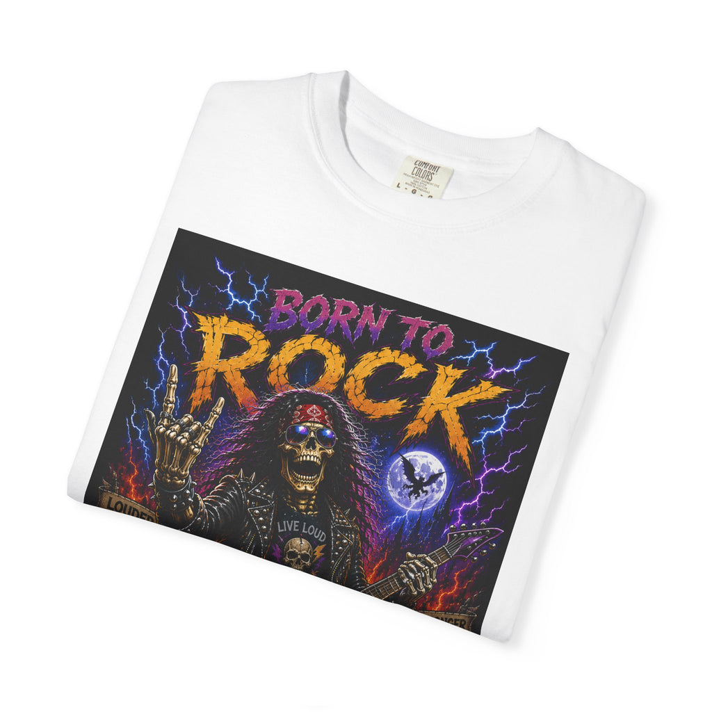 Born to Rock skeleton guitarist T-Shirt | Metal music tee