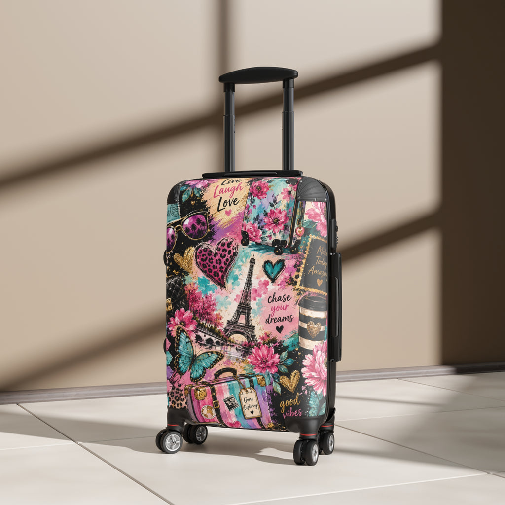 Travel Suitcase - Paris Collage Hard-Side Carry-On with 'Chase Your Dreams' Design