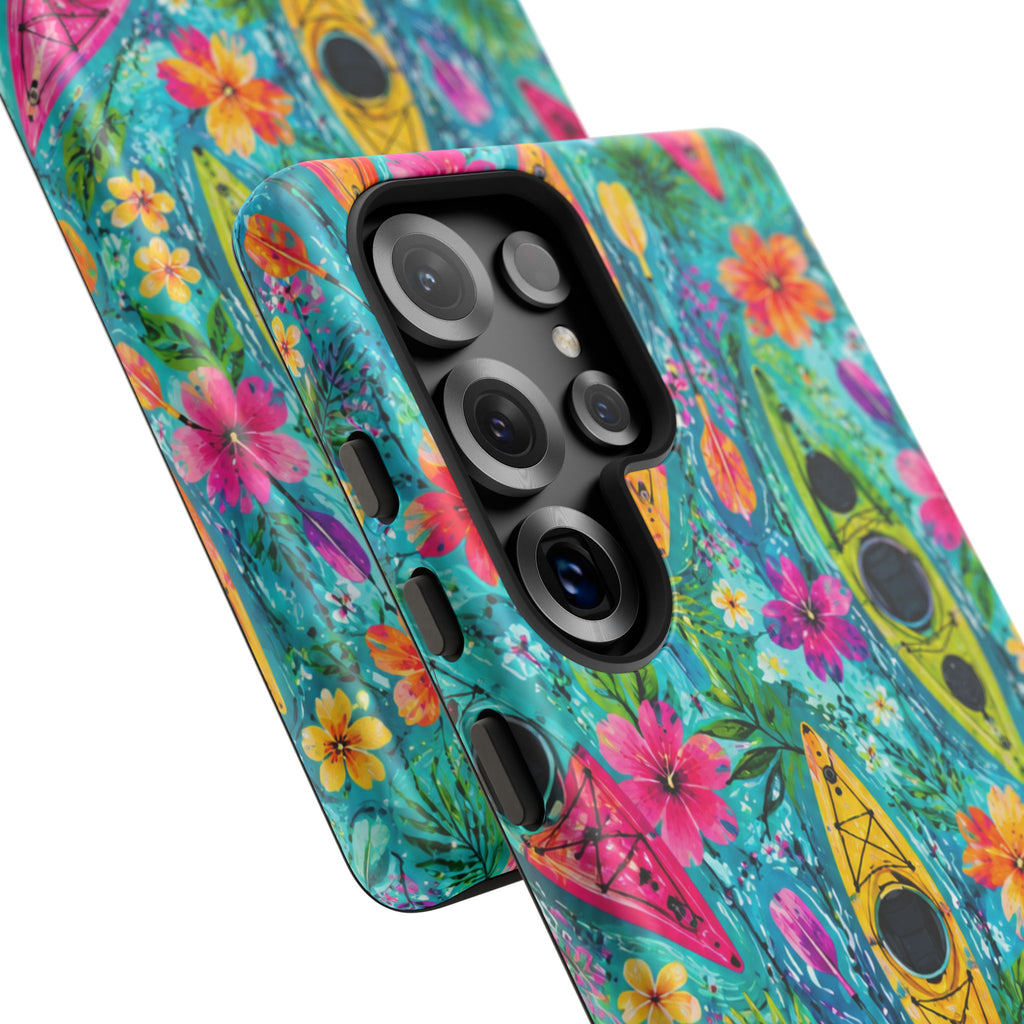 Tropical Kayak Phone Case – Colorful Floral Waterproof Pattern