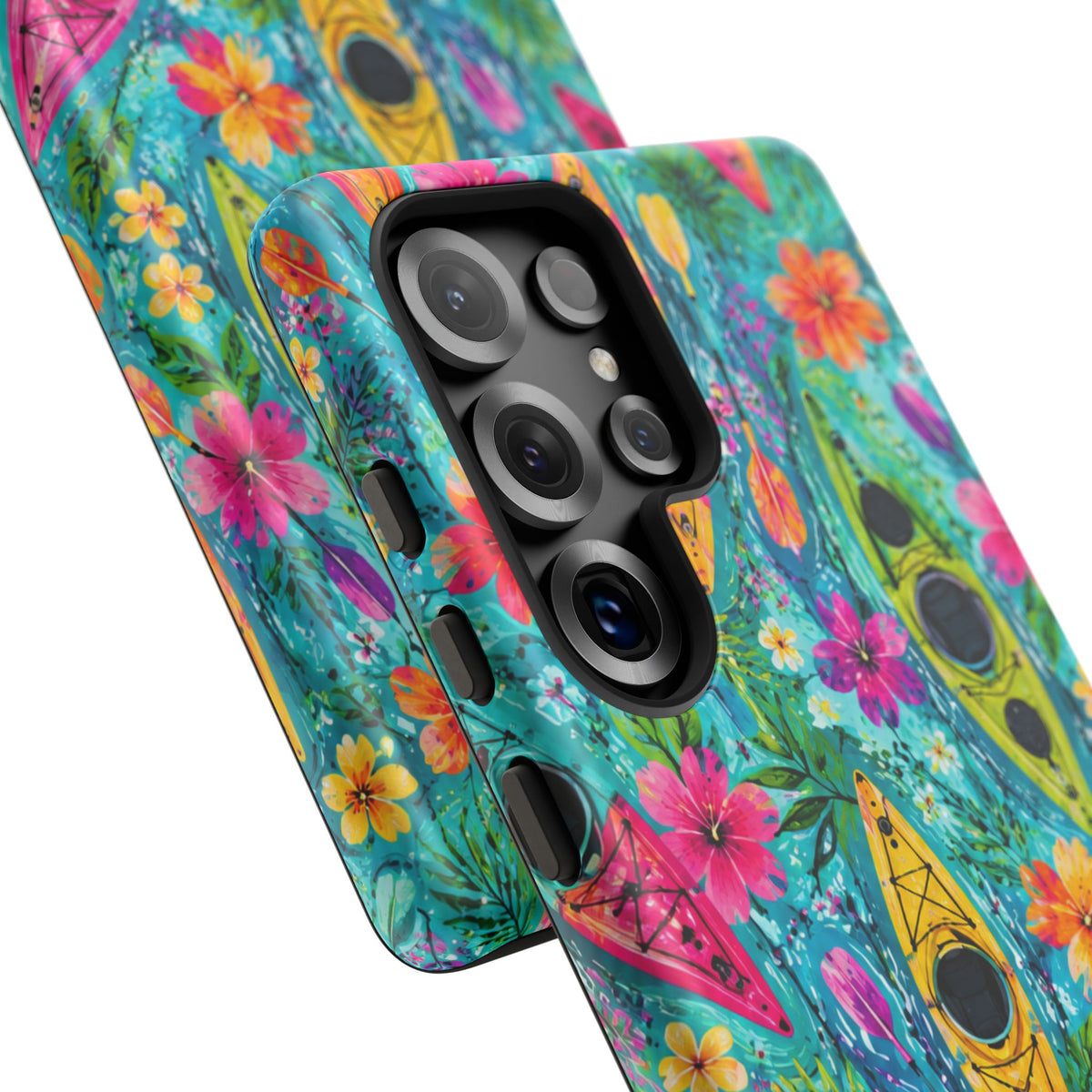 Tropical Kayak Phone Case – Colorful Floral Waterproof Pattern