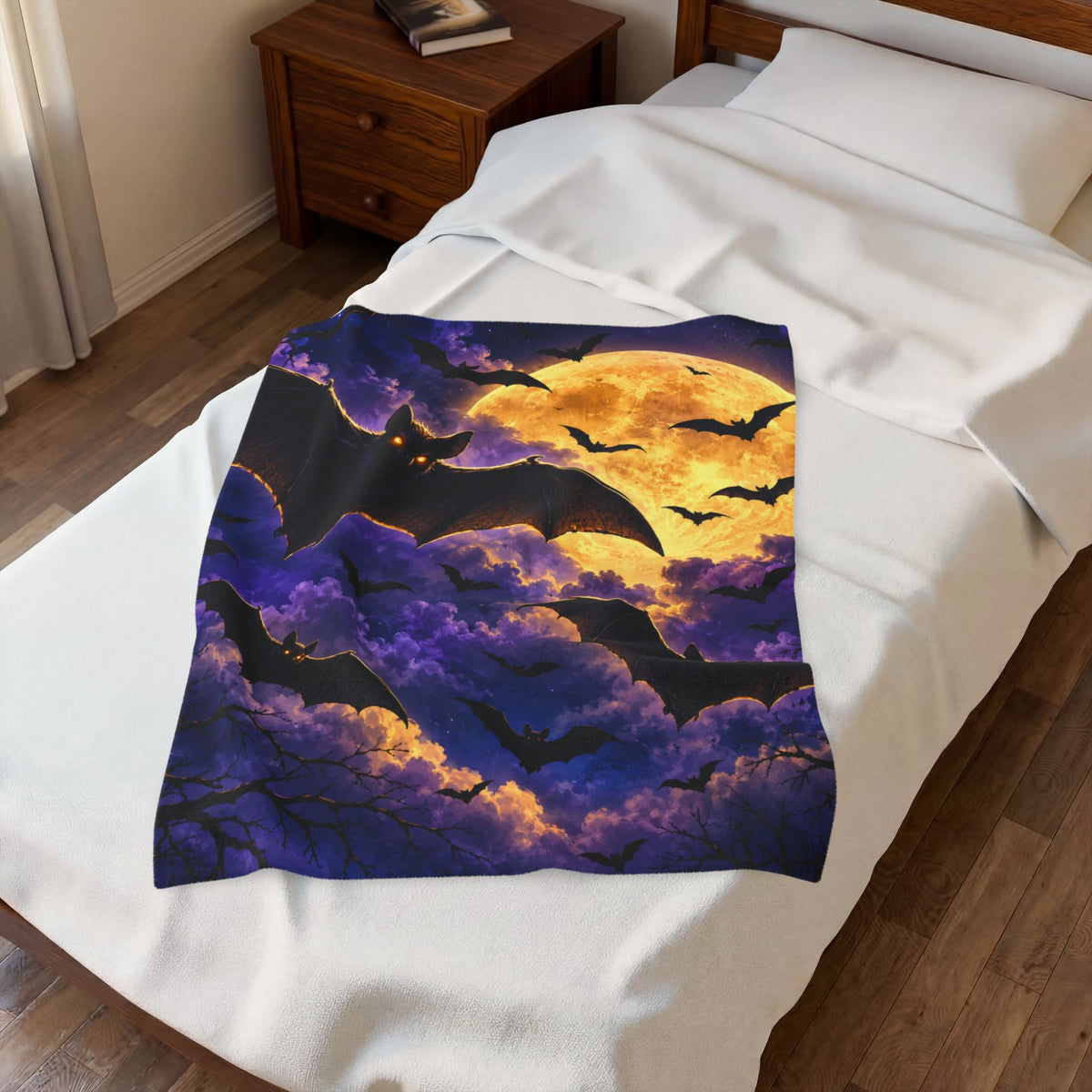 Halloween Bat Moon Velveteen Plush Blanket