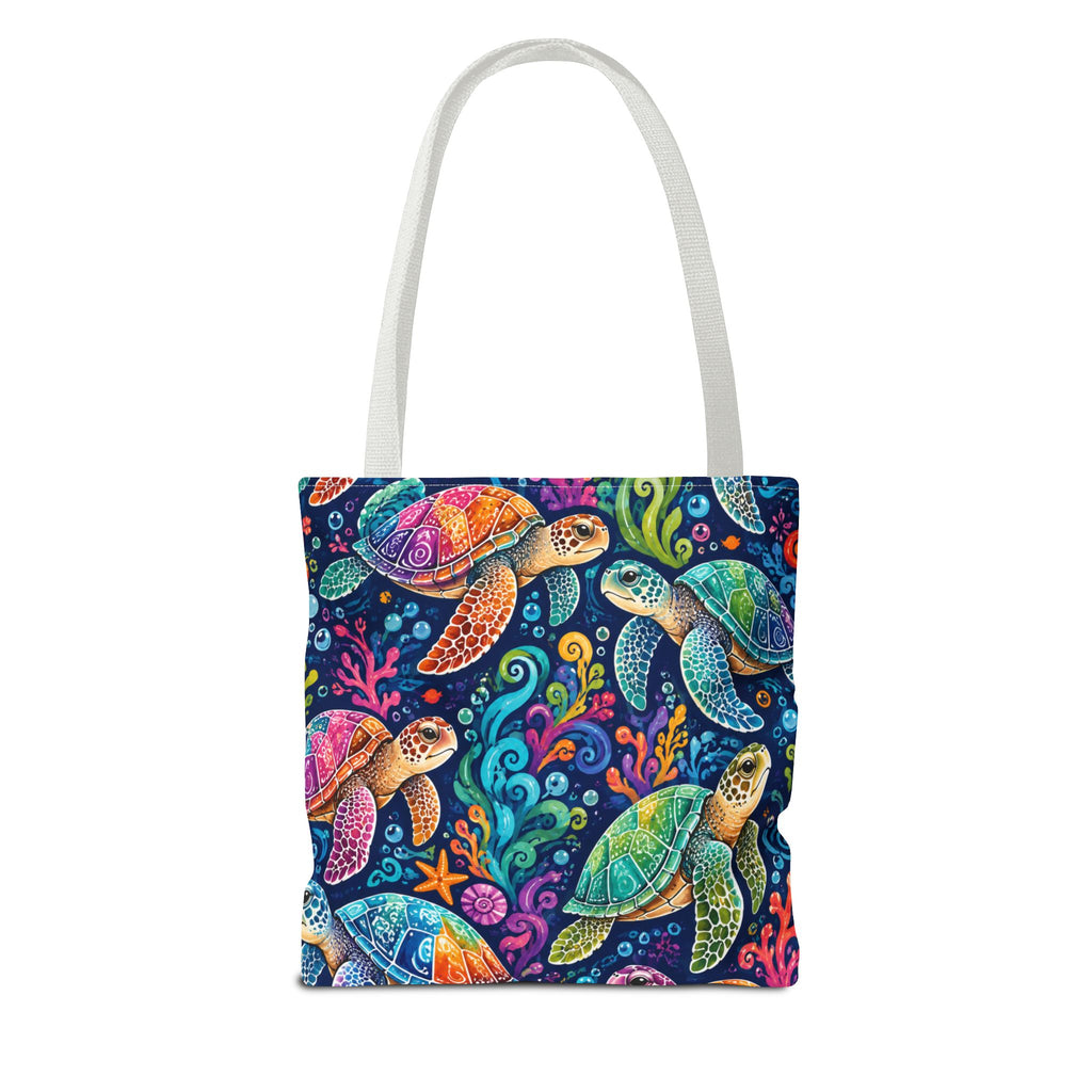 Colorful Sea Turtles Tote Bag — Vibrant Ocean Art Beach Tote