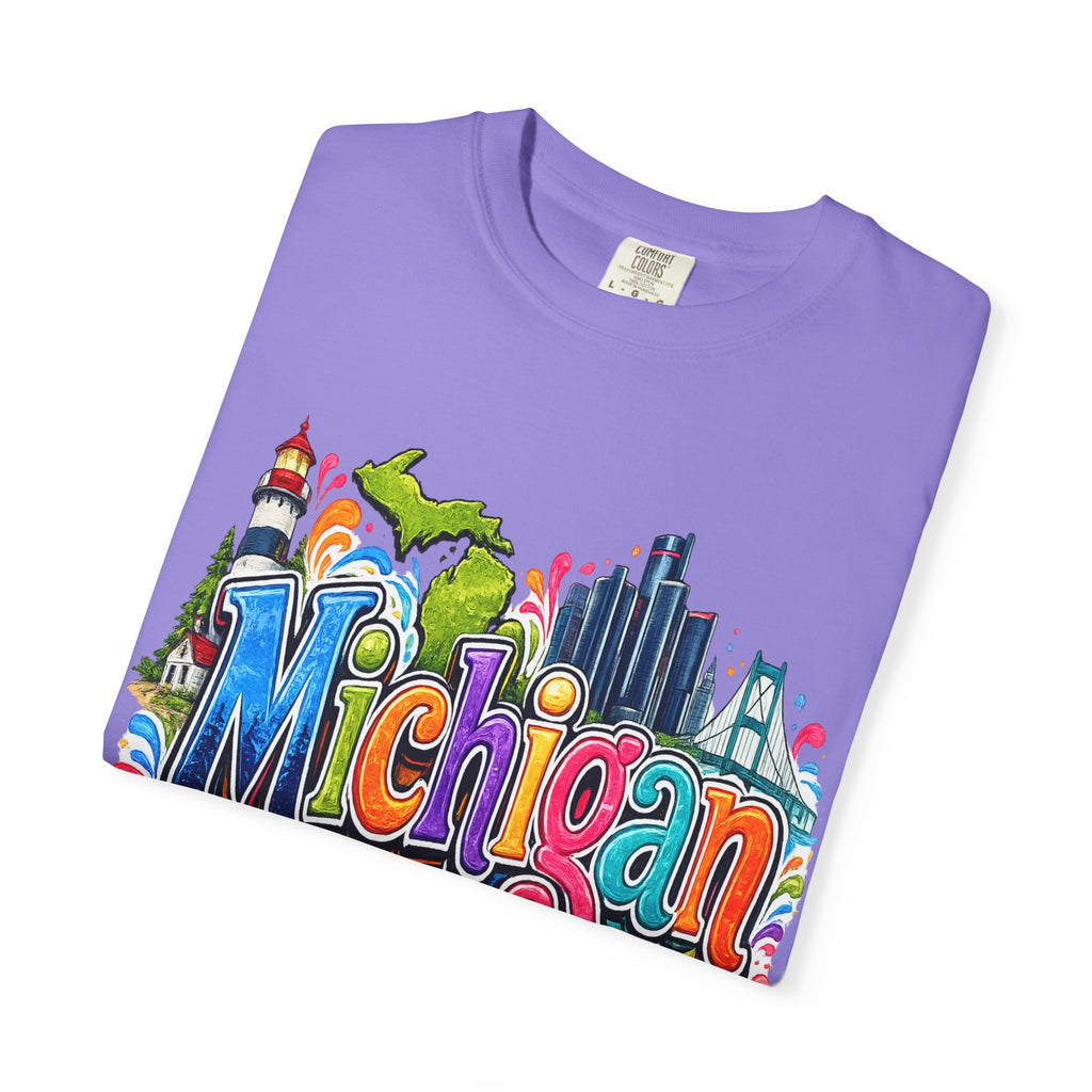 Michigan State Scene T-Shirt | Lighthouse, Skyline, Great Lakes
