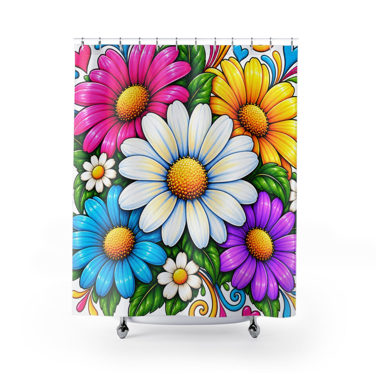 Daisy Bloom Shower Curtain — Bright Floral Bathroom Decor