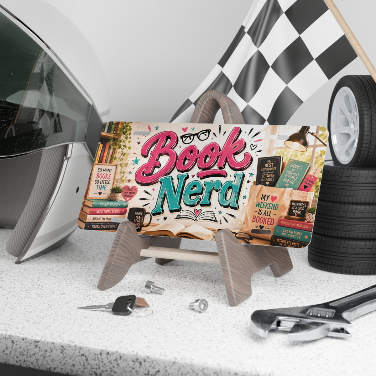 Book Nerd Vanity Plate | Reading Stack License Plate