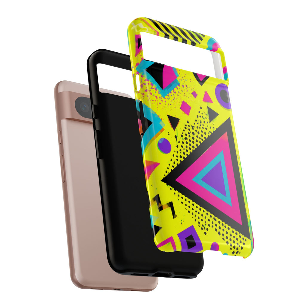 Retro 80s Geometric Phone Case — Neon Memphis Triangle Design