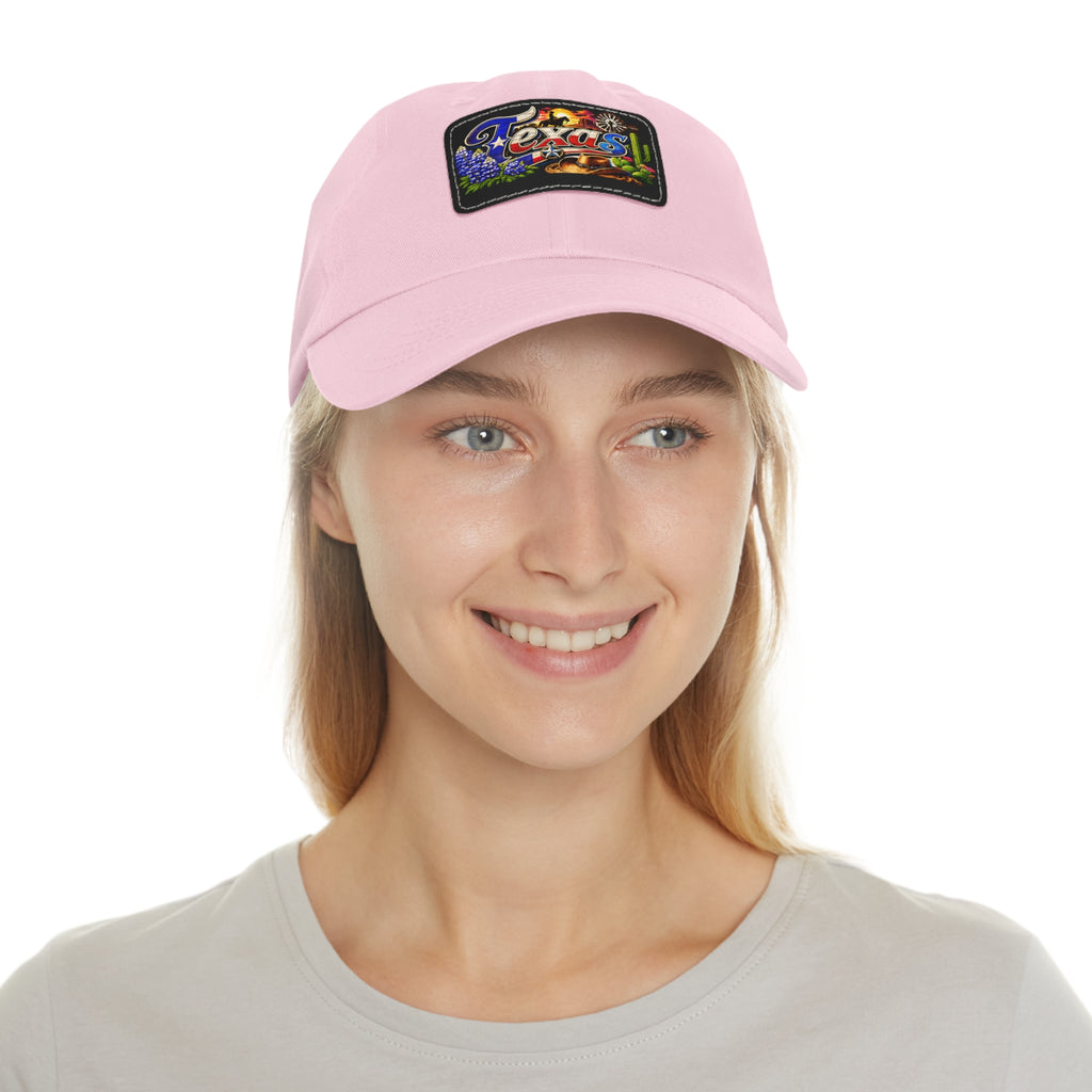 Texas Leather Patch Dad Hat | Retro Lone Star Patch Cap
