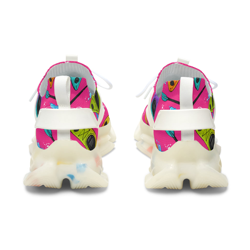 Women’s Mesh Sneakers — Pink Retro Cassette Print Athletic Shoes