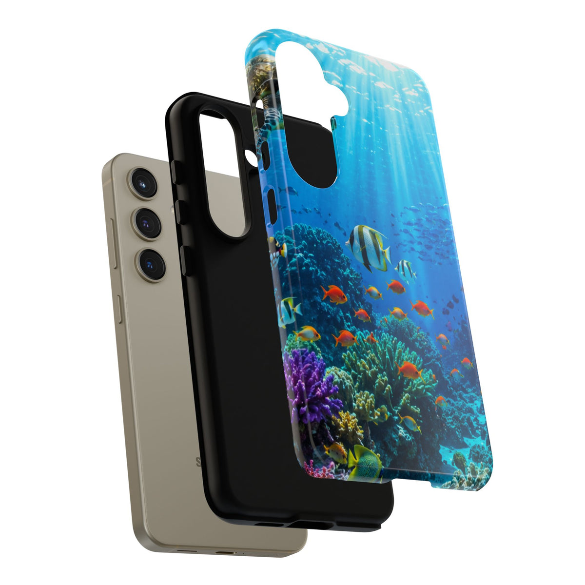 Underwater Ocean Life Tough Phone Case — Coral Reef & Sea Turtle Protective Cover