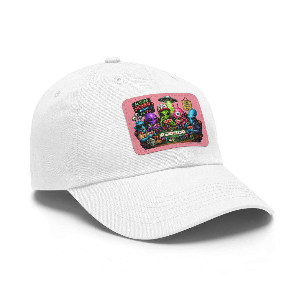 Alien Poker Crew Dad Hat | Leather Patch Baseball Cap