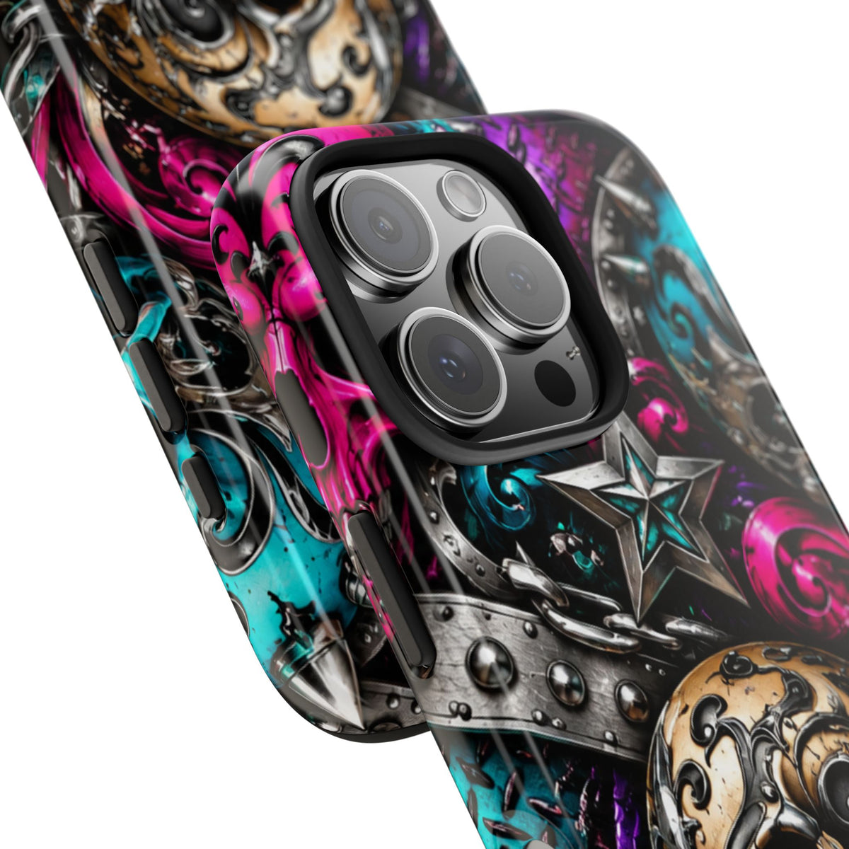 Skull & Stars Tough Phone Case | Colorful Gothic Skull Phone Case