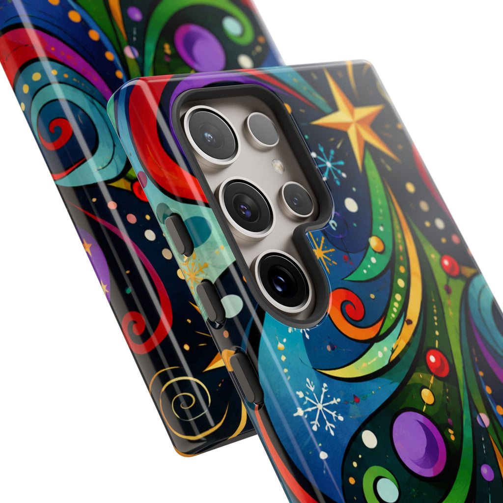 Colorful Swirl Christmas Tree Tough Phone Case
