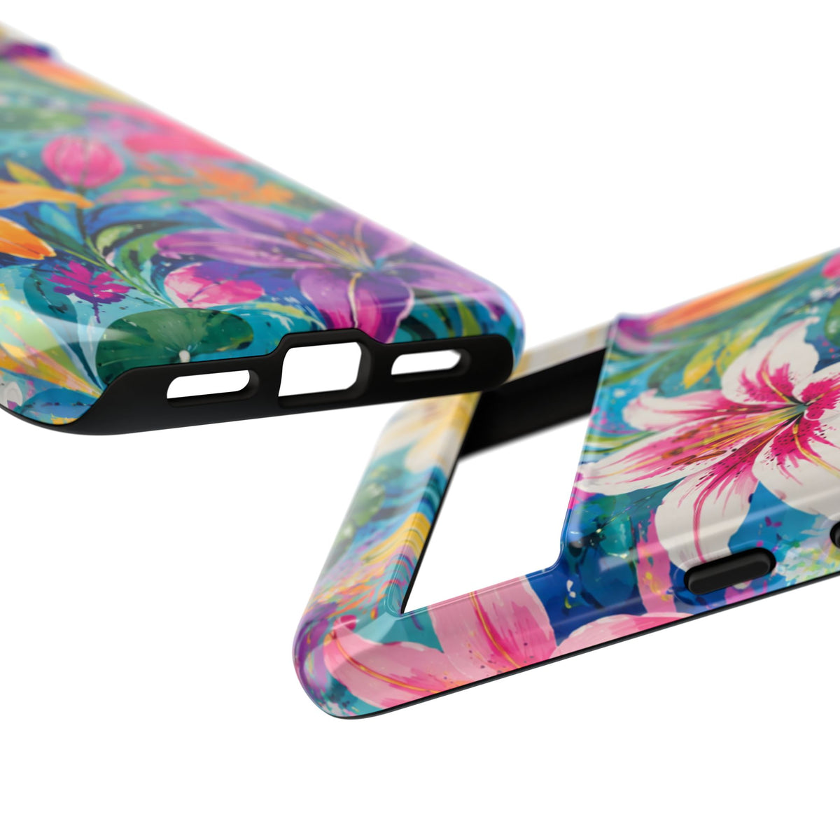 Floral Lily Tough Phone Case — Colorful Tropical Flower Protective Cover