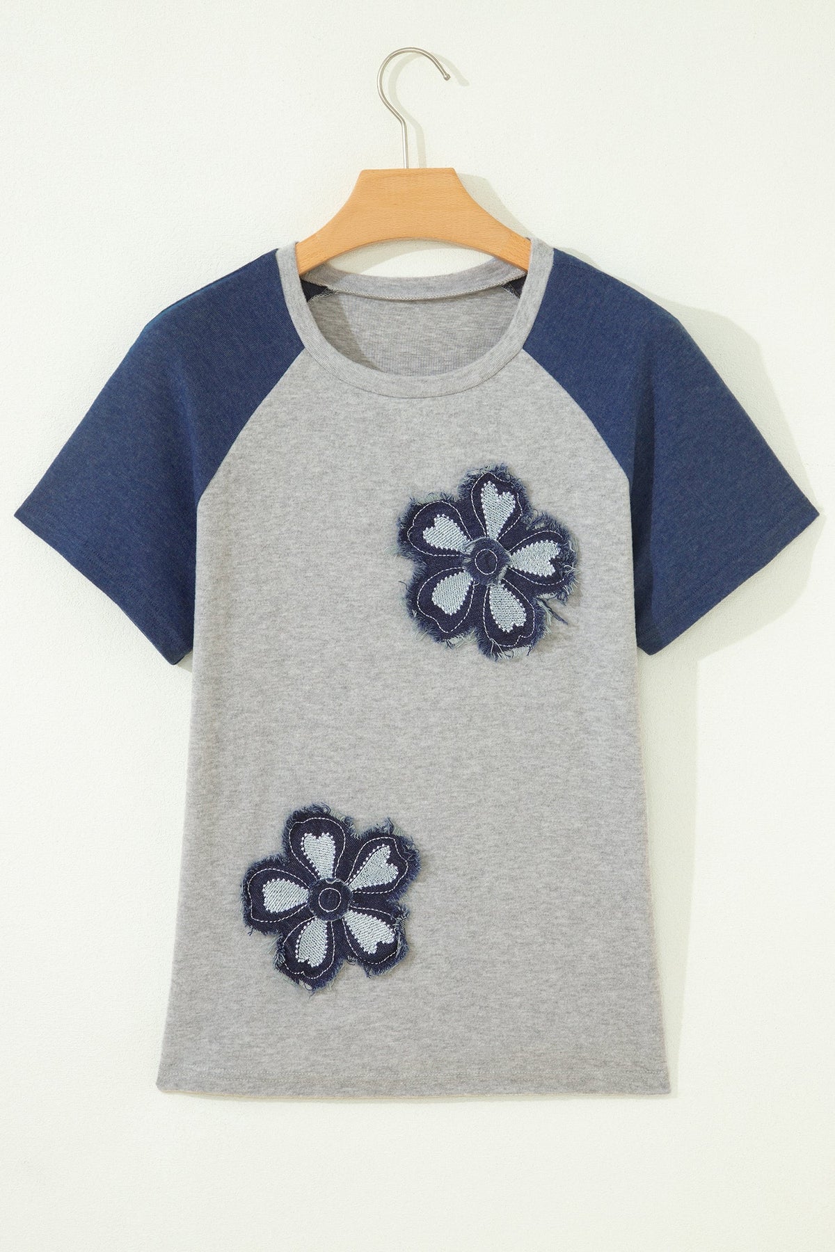 Floral Patchwork Colorblock Raglan Sleeve T-Shirt