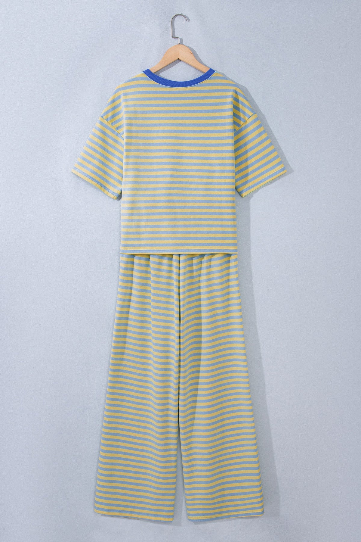 Stripe Colorblock Trim Short Sleeve Tee and Pants Set