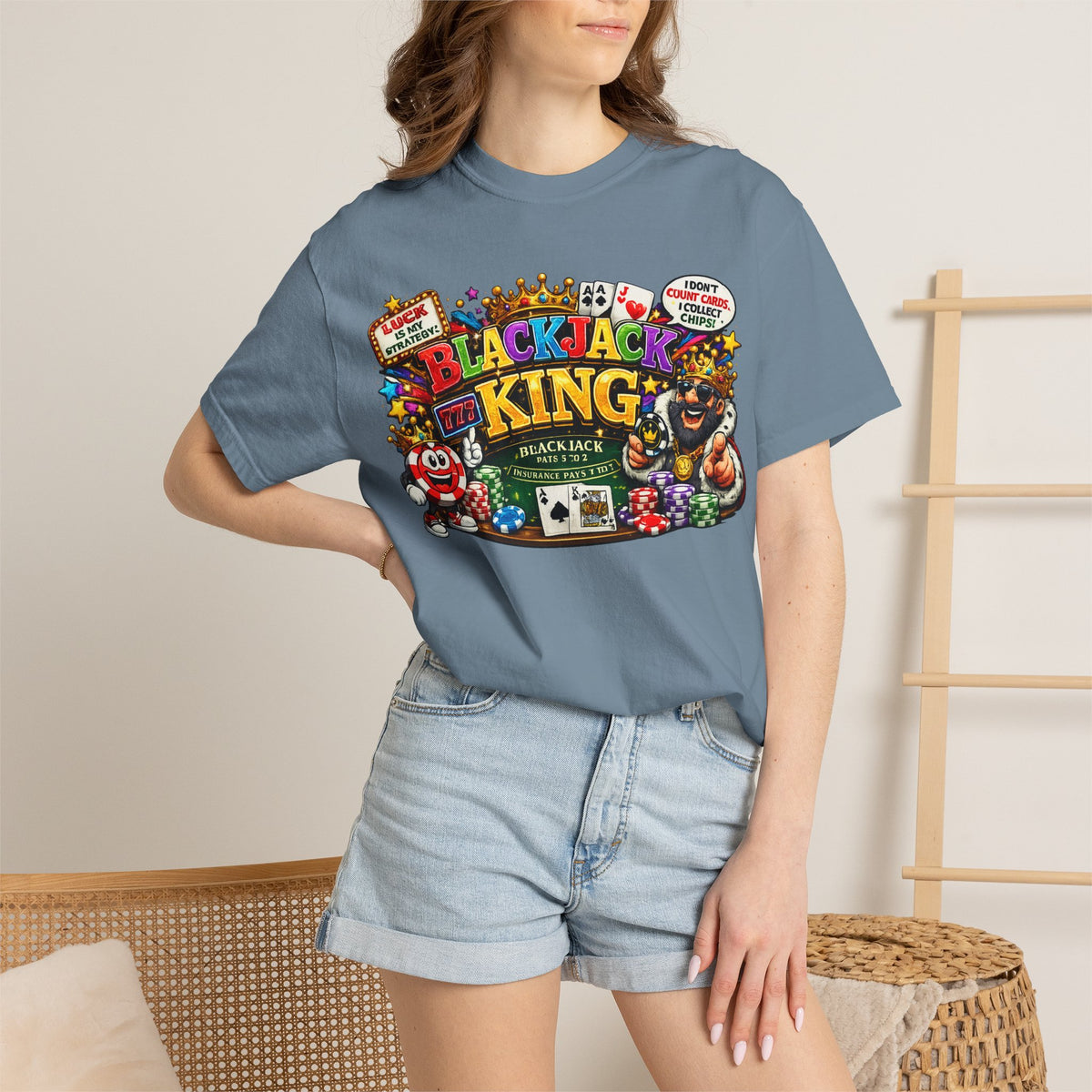 Blackjack King graphic T-shirt | Casino Playing Cards, Chips Design