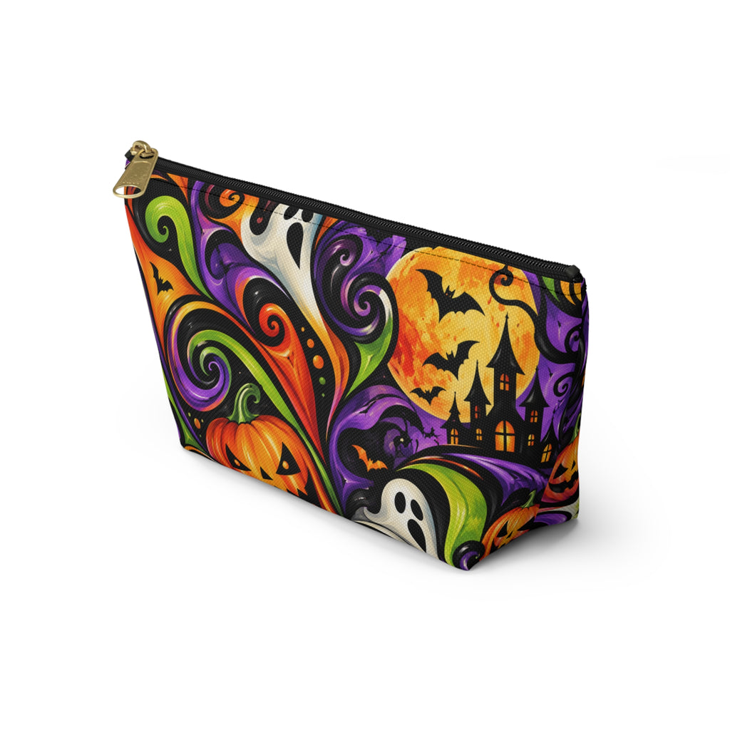 Halloween Pumpkin Ghost Makeup Bag — Spooky Halloween Accessory Pouch