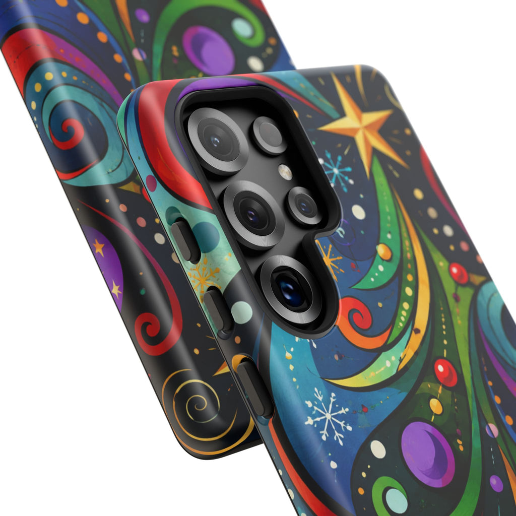 Colorful Swirl Christmas Tree Tough Phone Case
