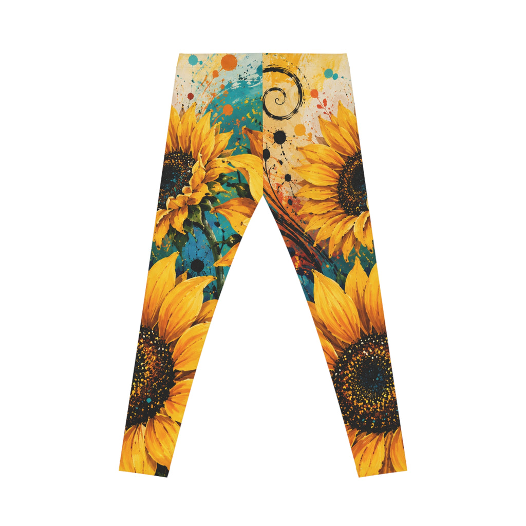 Sunflower Splash Leggings — Vibrant Floral Women's Casual Leggings