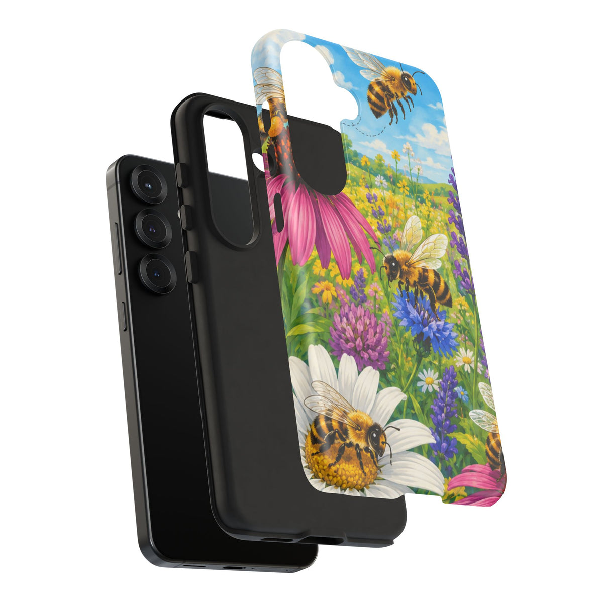 Bee Meadow Phone Case — Floral Honeybee Protective Cover