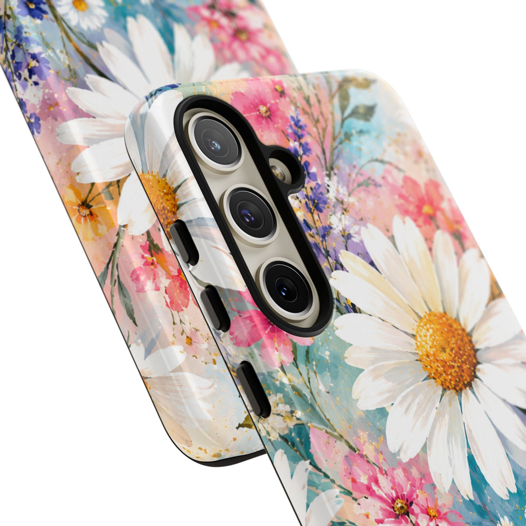 Floral Daisy Phone Case — Watercolor Daisies Protective Tough Case