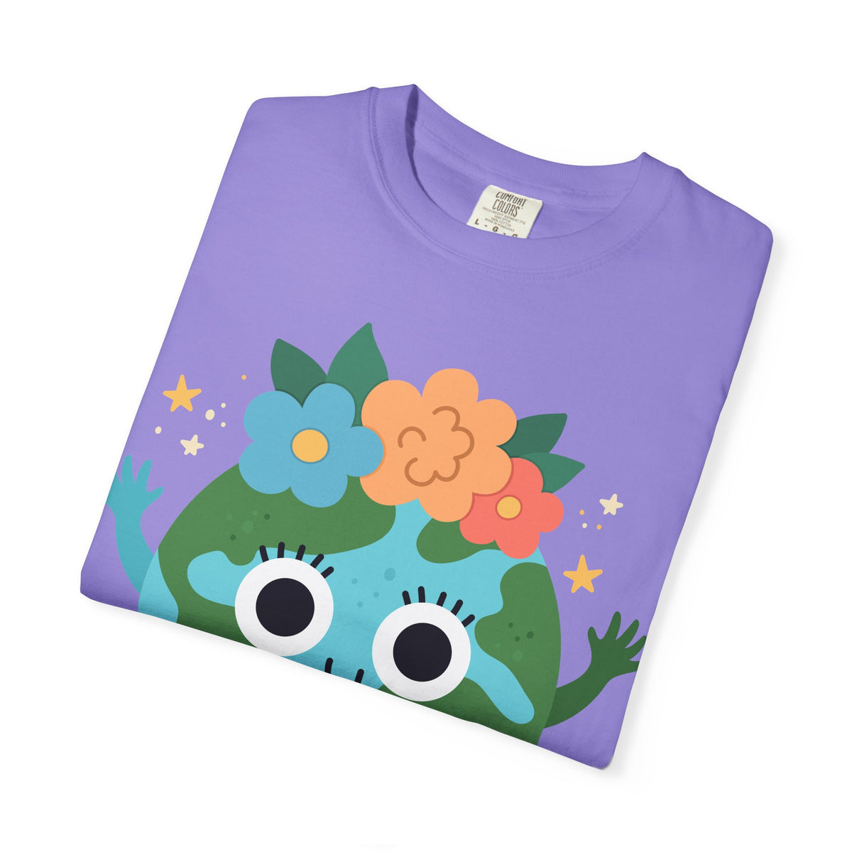 Flower Crown Earth Illustration T-shirt | Cute Planet Graphic