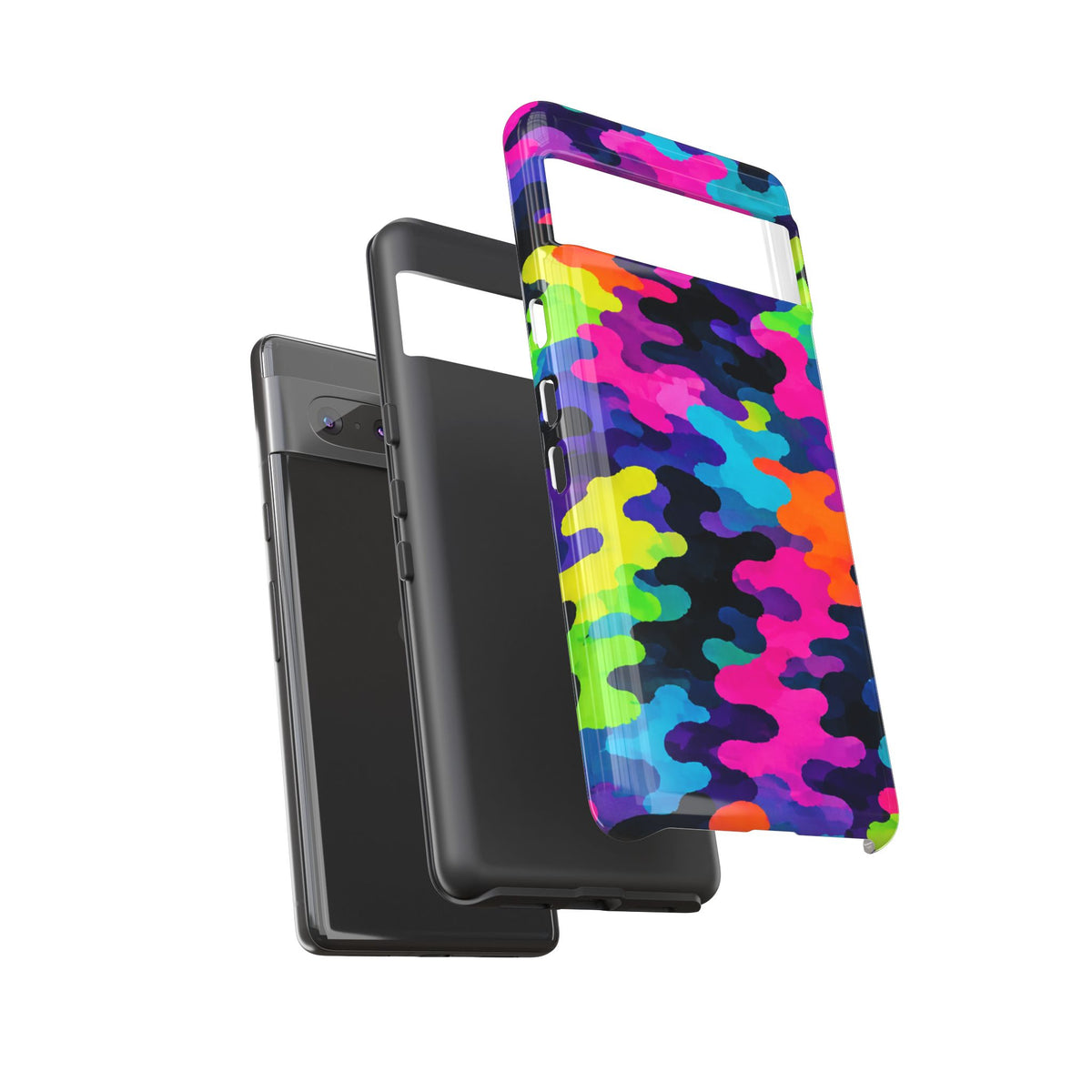 Neon Camo Tough Phone Case — Bright Rainbow Protective iPhone Cover