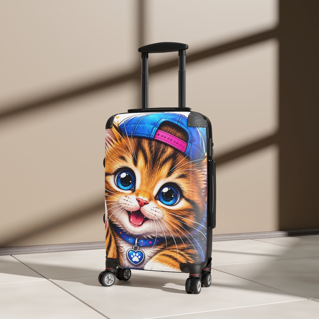 Cute Kitten Carry-On Suitcase – Cartoon Cat Travel Luggage