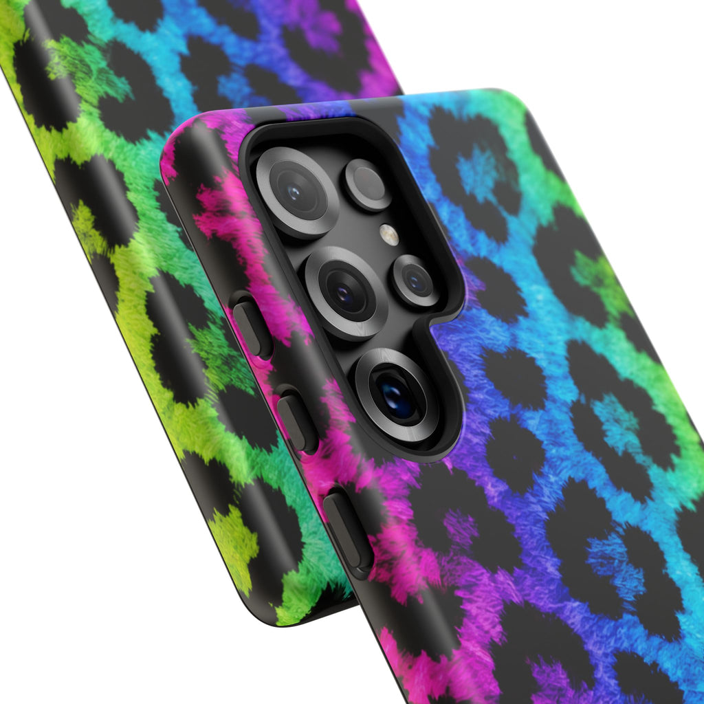 Neon Rainbow Leopard Tough Case – Colorful Animal Print Phone Cover