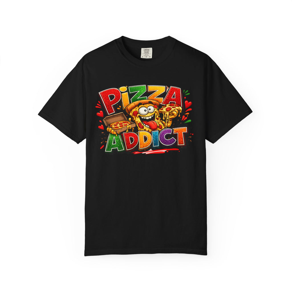 Pizza Addict T-shirt | Cartoon Slice Graphic, Funny Food Tee
