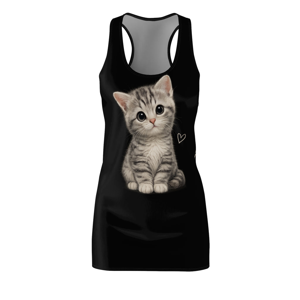 Cute Kitten Racerback Dress — Adorable Gray Tabby Cat Print