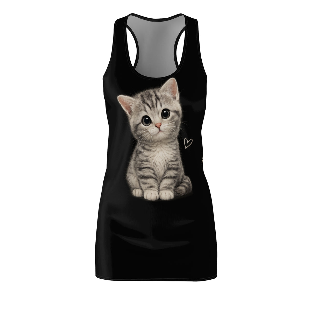Cute Kitten Racerback Dress — Adorable Gray Tabby Cat Print