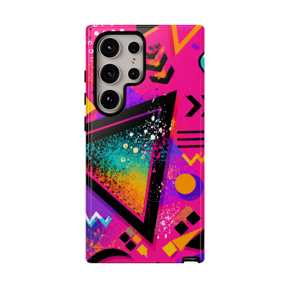 Retro 80s Geometric Phone Case — Neon Triangle Tough Case