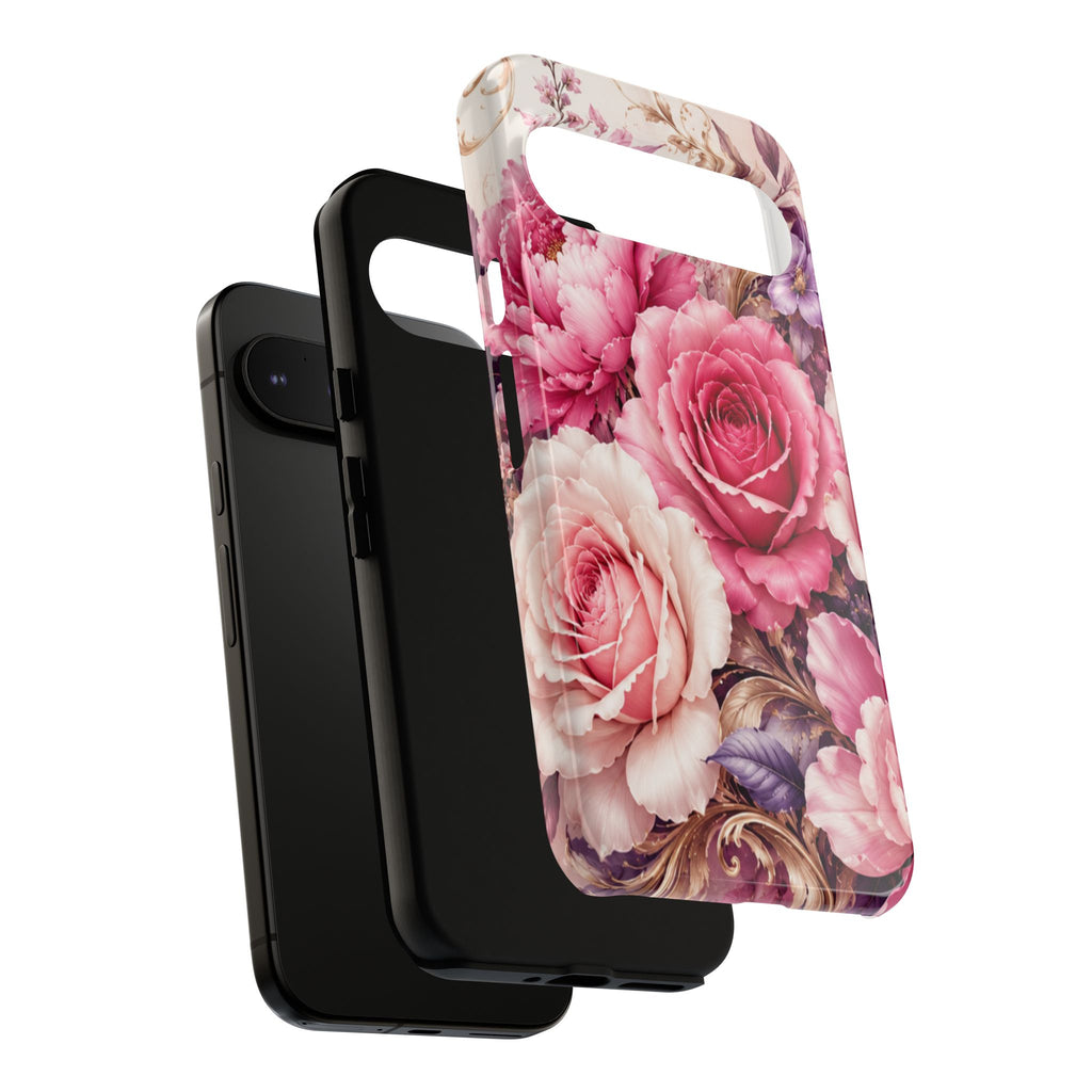Pink Vintage Roses phone case | floral iPhone cover