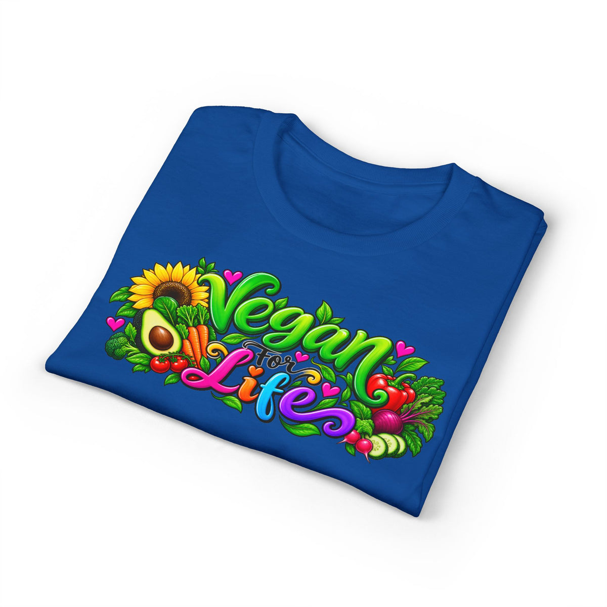Vegan Life T‑Shirt — Colorful Sunflower & Avocado Plant-Based Pride Tee