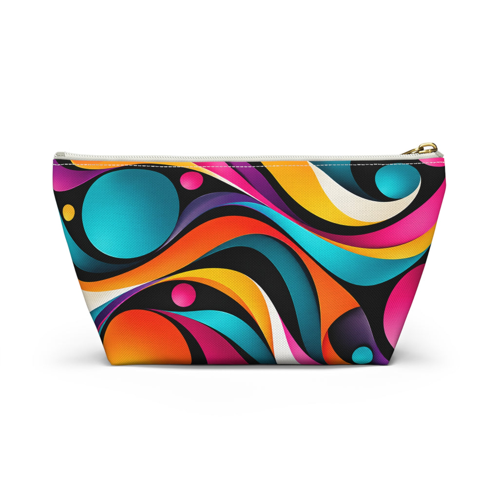 Retro Wave Accessory Pouch — Colorful Abstract Makeup Bag