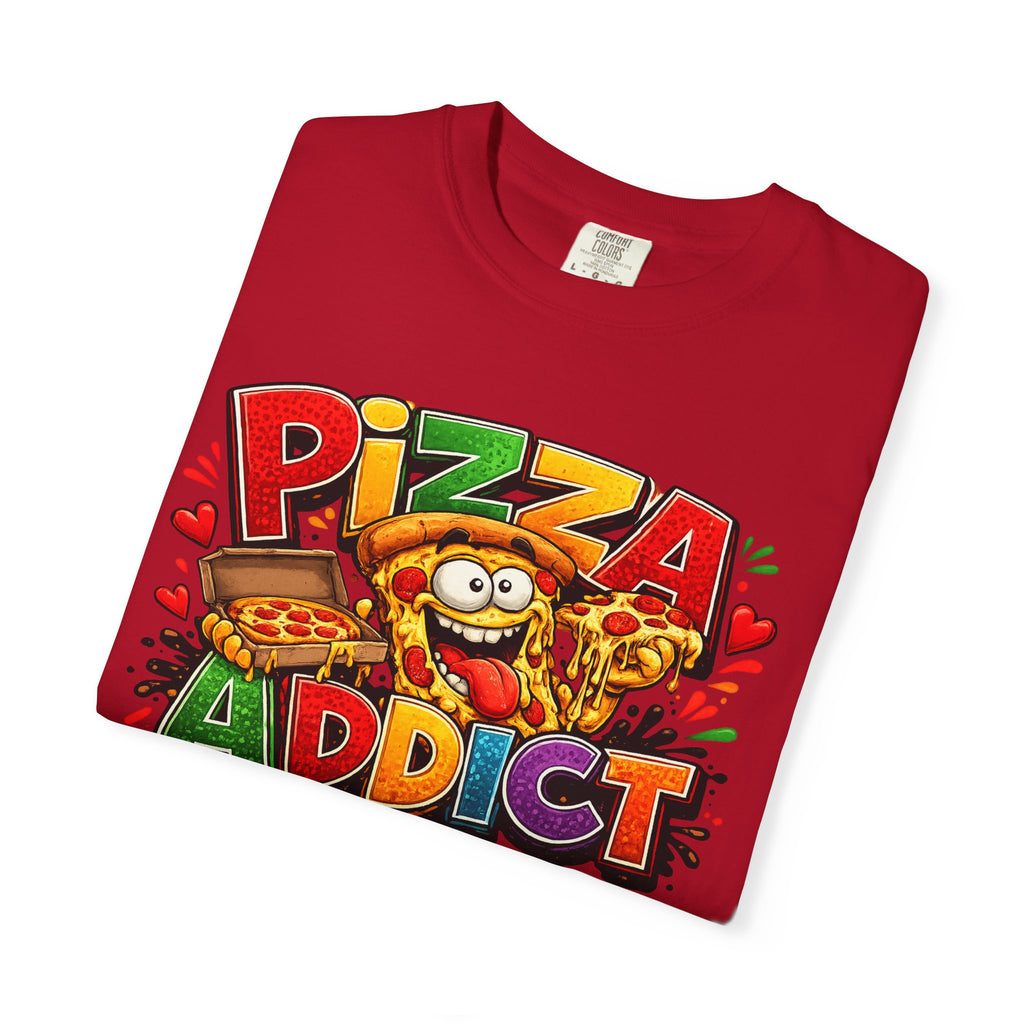 Pizza Addict T-shirt | Cartoon Slice Graphic, Funny Food Tee